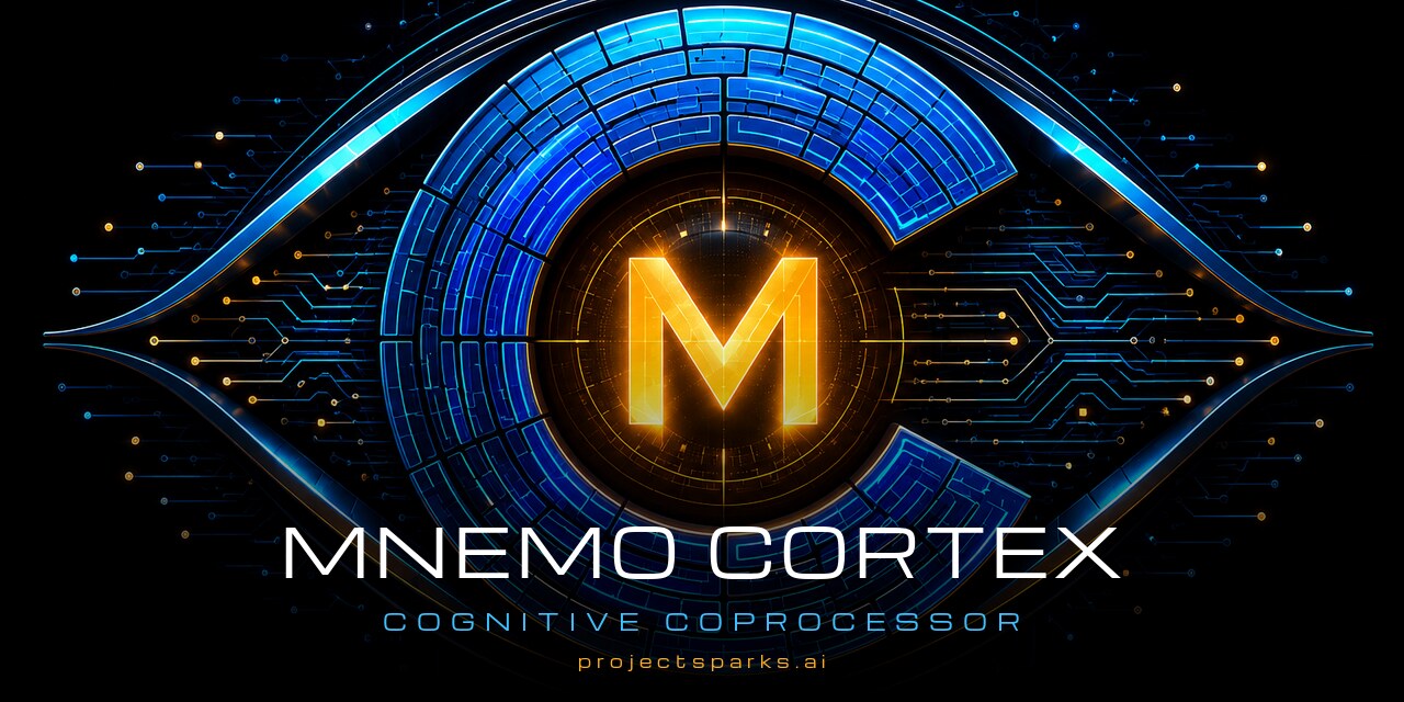 Mnemo Cortex — circuit-eye logo card